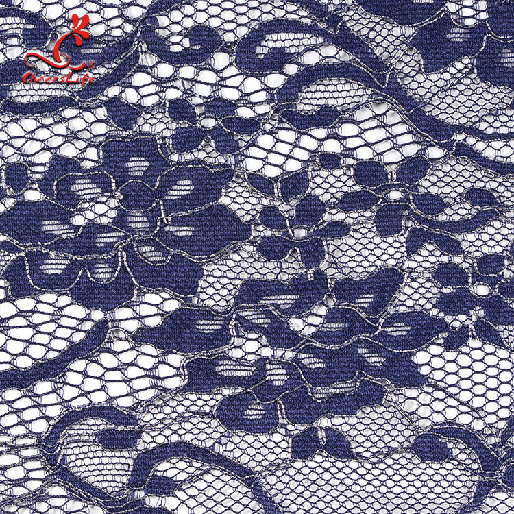 Wholesale French Royal Blue Lace Fabric Textiles Product Voile For Garment