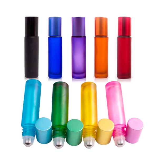 Round Empty Roller Glass Bottles Cosmetic Packaging Empty Essential Oil Roll On Bottles 10ml