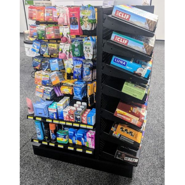 4-ways Display Units Multi-sided Display Shelves 360-degree design Display Units Mobile Gondola Shelving