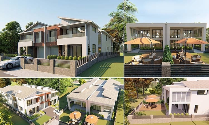 EU/AU/NZ/USA Fire-proof Light Steel Framing Prefabricated Luxury Duplex Villa