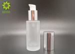 Clear 30ml Frosted Glass Bottle Foundation Cosmetics Packing With Silver Collar