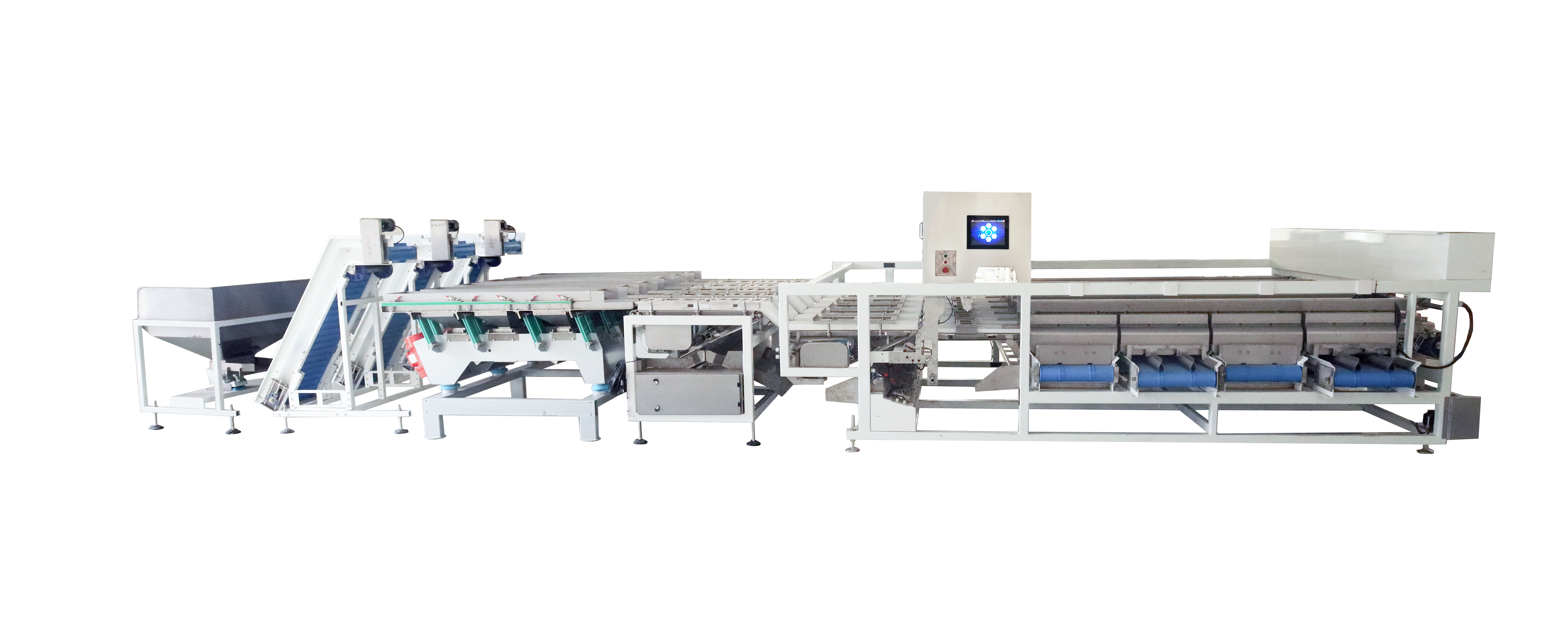 8 Lane Intelligent Nut Kernel Classification Machine Servo Drive 8 Lane High Throughput Teflon Conveyor Walnut Grader