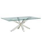 Clear Glass Top 0.11cbm SS Coffee Table For Living Room With Brushed Chrome Base