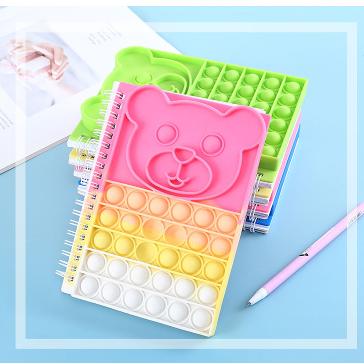 Customized Pop It Notebook Silicone Spiral Fidget Paper Book for Customer Requirements