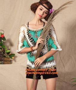 Wholesale summer new sweet candy color women loose Crochet knitted blouse wears batwing hollow pullo from china suppliers