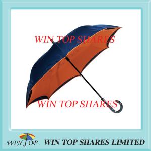 Wholesale Innovation black and orange wind resistance reverse umbrella from china suppliers