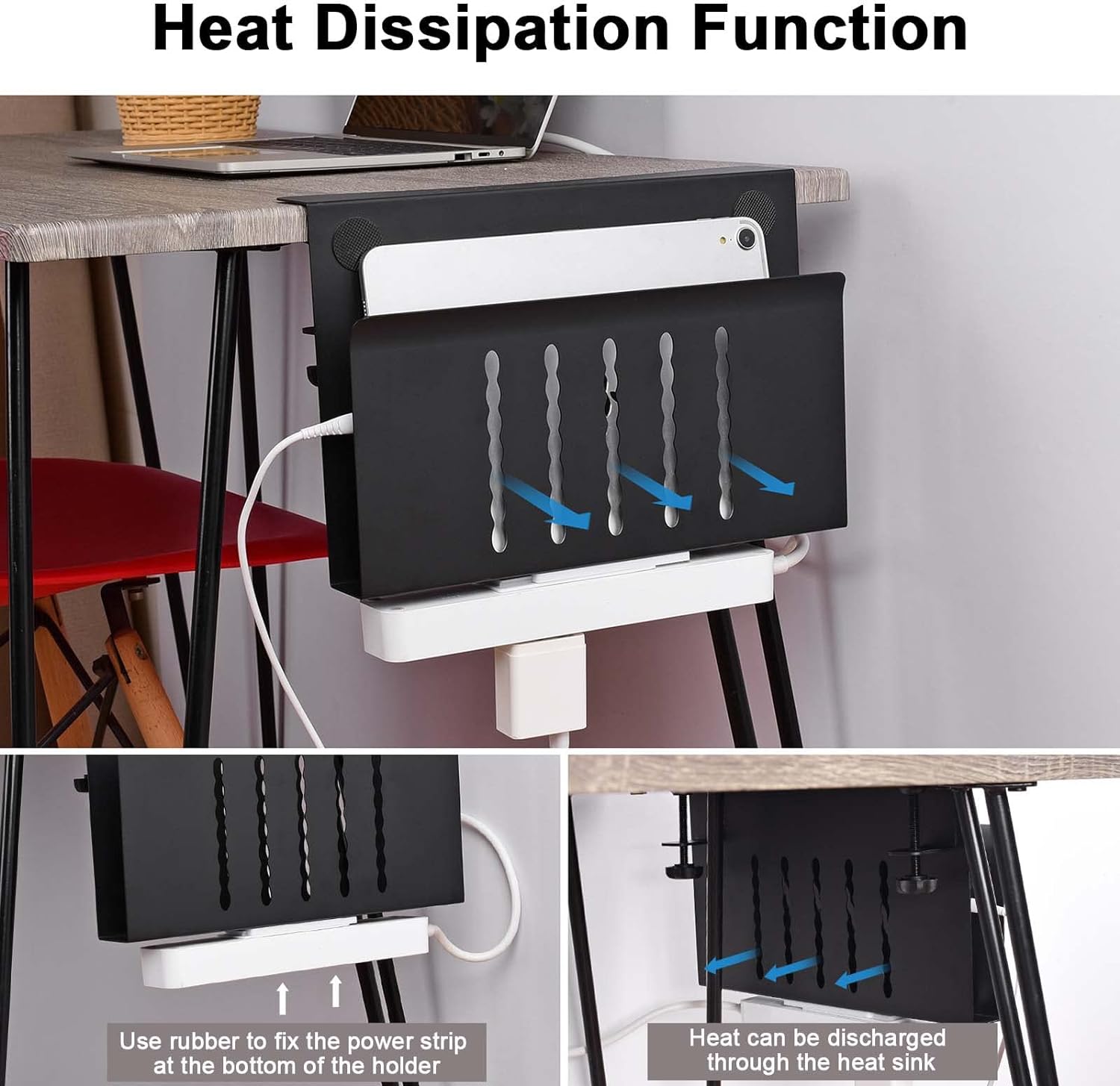 Desk Storage Under Steel Hanging Organizer No Drill Cable Management Tray Laptop Holder