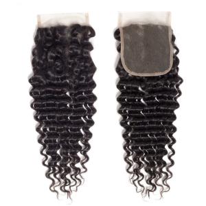 Wholesale Peruvian Deep Wave Virgin Human Hair Bundles 4 X 4 Lace Closure from china suppliers
