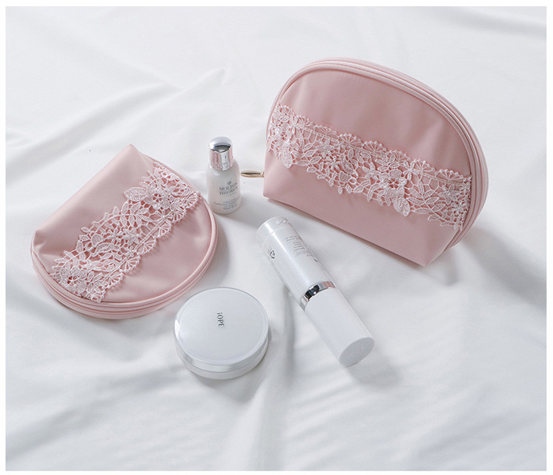 Large Capacity Cute Mini Portable Travel Pink Cosmetic Bag with Zipper