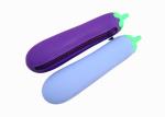 Eggplant Shaped Silicone Pencil Case / Creative Clutch Bag With Plastic Zipper