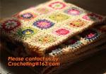 Handmade crochet hook Daisy striped blanket, Cashmere knitted blanket, sofa