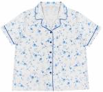 Cute Blue Floral Printed Womens Pyjama Sets / Ladies Nightwear Shorts Set For