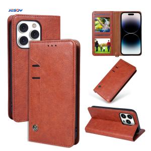 Wholesale Custom Leather I Phone Case With Card Holders Flip Wallet Stand Leather Phone Cover from china suppliers