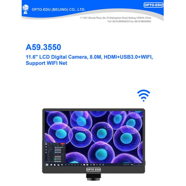 11.6" 8.0M Digital Microscope Camera with 4K 3840x2160 Resolution