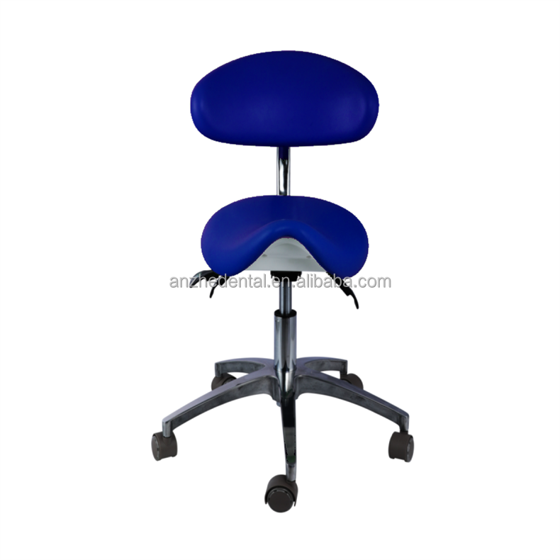 5 Universal Wheels Dentist Stool Green Color Metal Base Dentist Saddle Chair