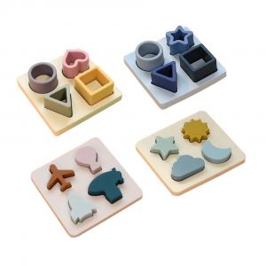 Wholesale Baby Silicone Teething Jigsaw Puzzle Montessori Sensory Toys from china suppliers