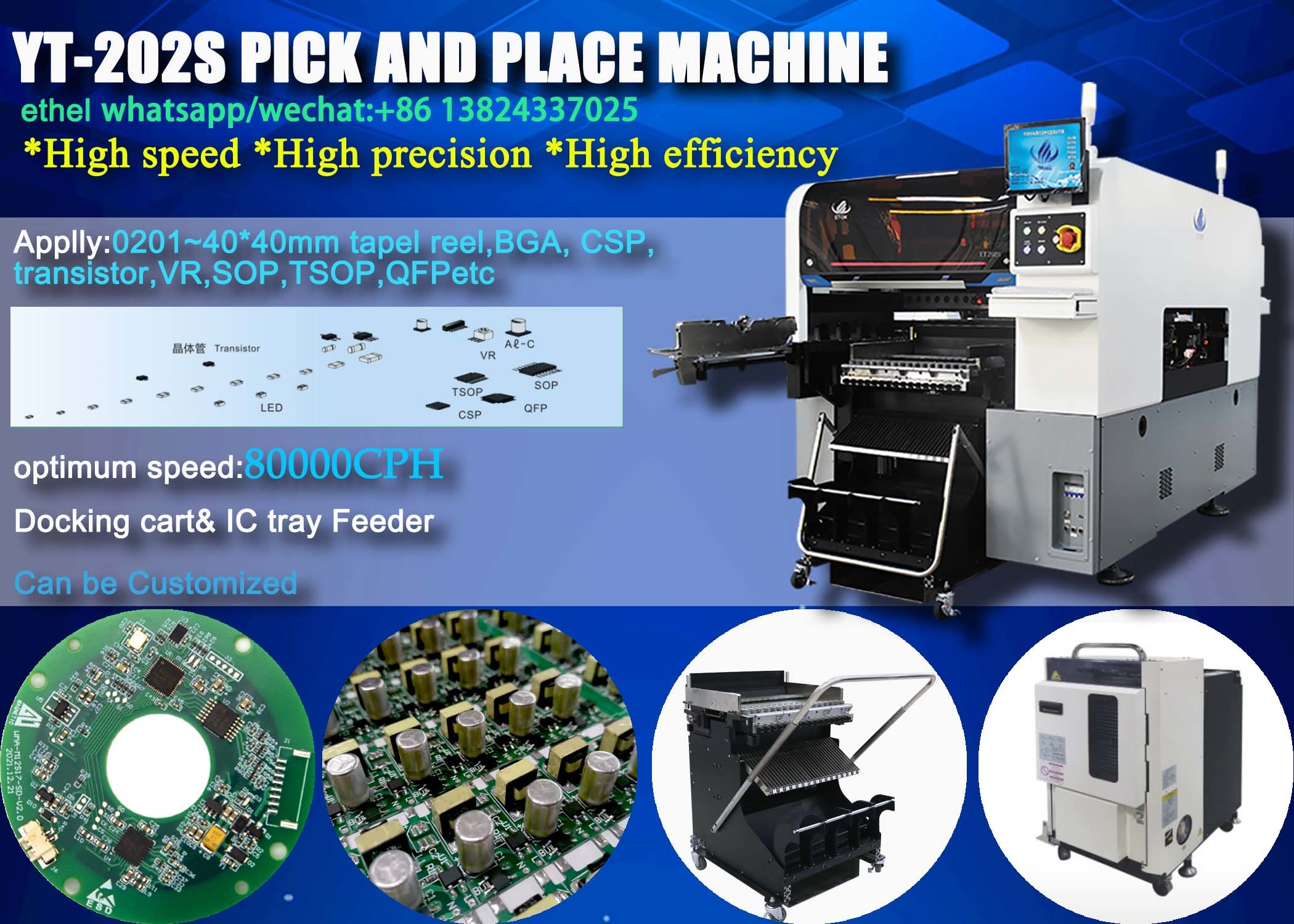 High Precision LED Bulb Pick And Place Machine 98000CPH For 0201 Components