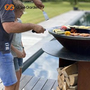 Wholesale Wood Burning Corten Steel Bbq Grills for Outdoor Barbecue Party from china suppliers