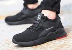 Slip Resistant Flyknit Fabric Leather Waterproof Steel Toe Work Shoes