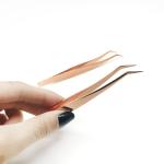 Stainless Steel Professional Eyelash Tweezers Anti Corrosion Custom Logo