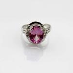 White Gold Plated 925 Silver Jewelry 8mmx10mm Oval Pink Cubic Zircon Ring(R0076)