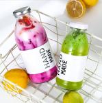 Round Glass Beverage Bottle 300ml 350ml 500ml Yoghurt Milkshake Milk With Label