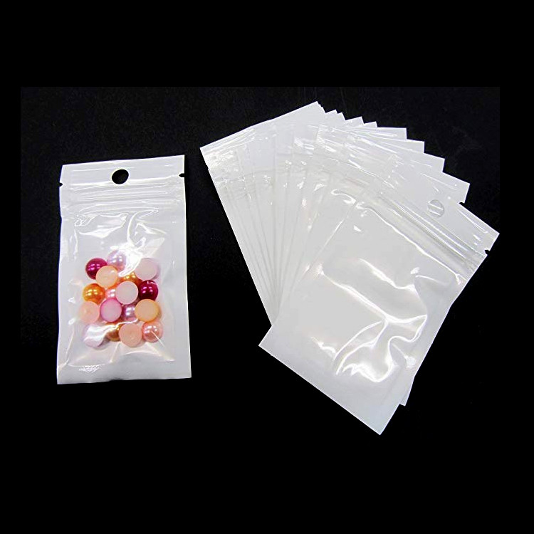 Transparent Self-Close Zipper Bag Plastic Packaging Pearl Film Bags Reusable Storage Bag with Hang Hole