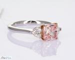 1.76CT Synthetic Cherry Pink CVD Diamond Rings Cushion Cut Set In 18k White Gold