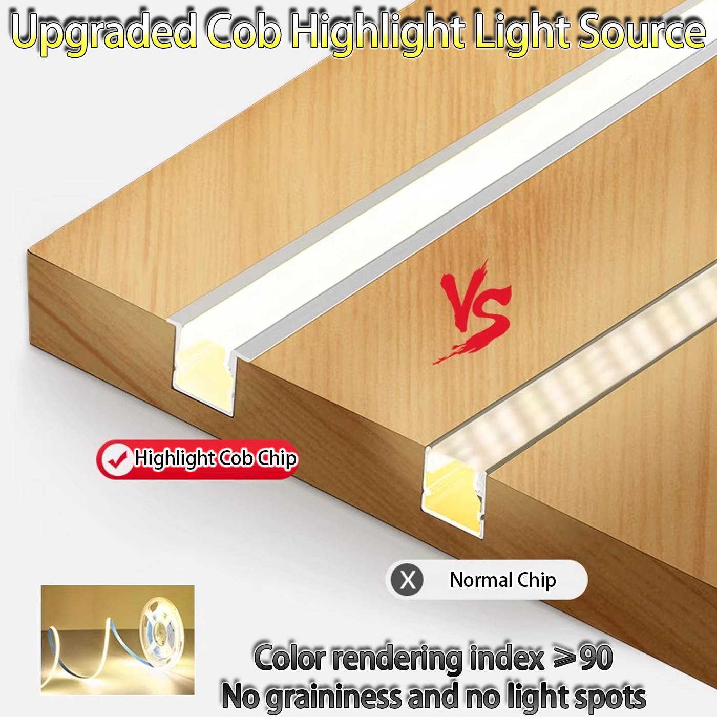 Low Voltage 24V LED Light Strip for Living Room Background Wall with Embedded Card Slot and Bare Board Design