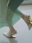 Suede Leather Comfortable High Heel Sandals With Rubber Outsole And Sheep Suede