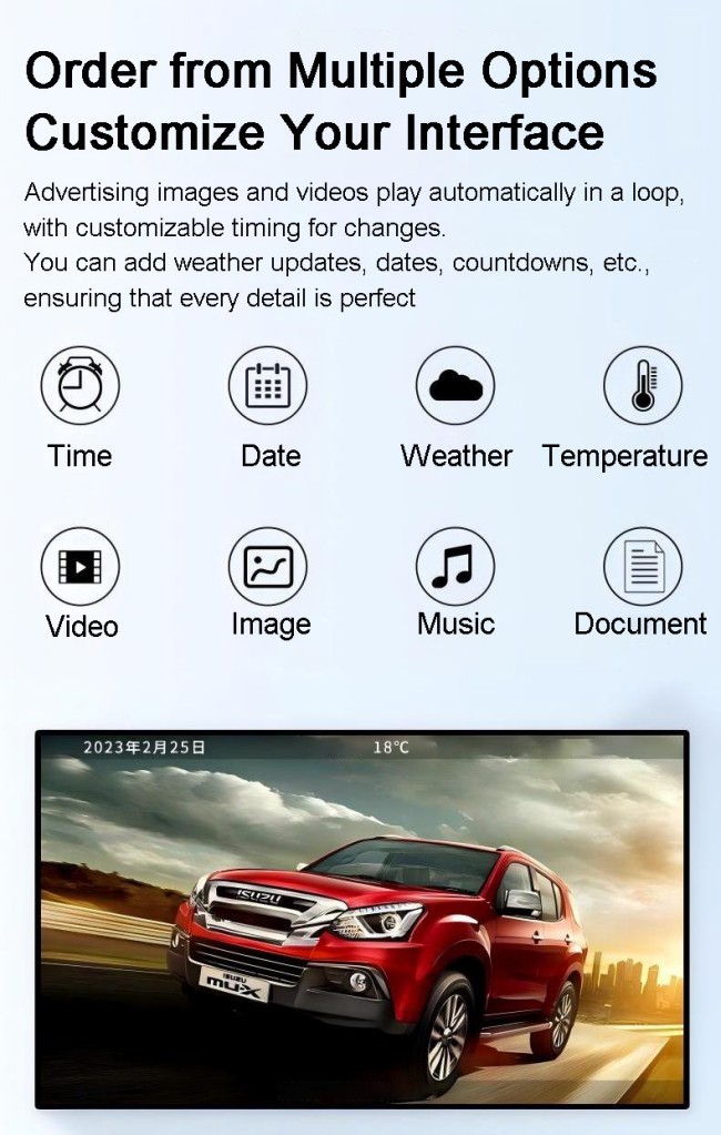 4K Ultra HD Resolution Indoor Wall Mounted Kiosk LCD Signage Equipment with Writing Method Touch Screen