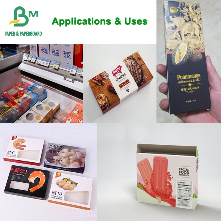 PE Coated Frozen Food Grade Paper Eco Friendly Seafood Cold Packaging Paper 275g + 15g PE