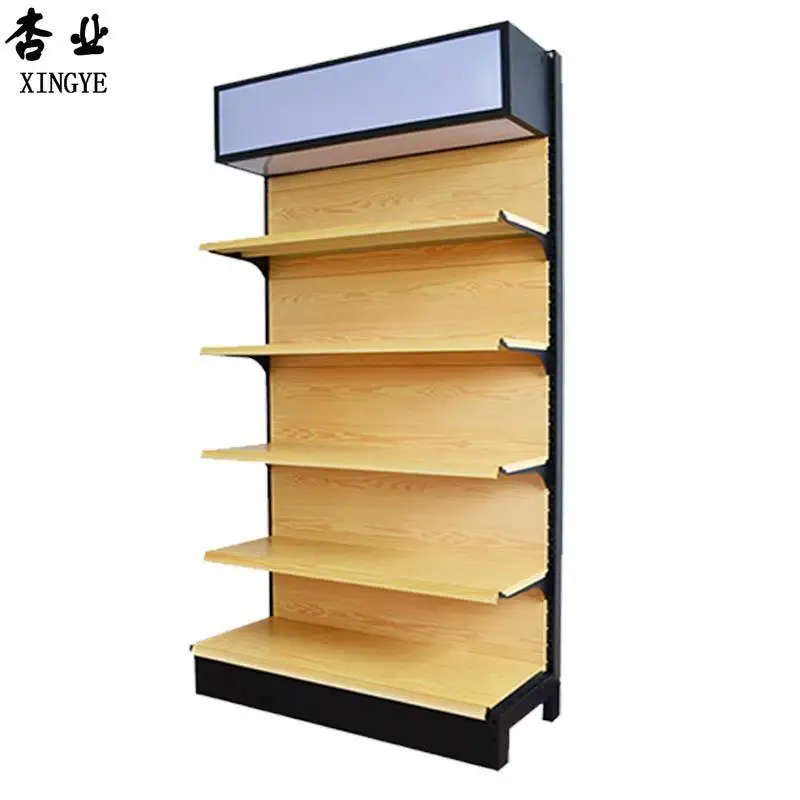 Stores Wood Grain Shelf Retails Gondola Rack Supermarket Shelf