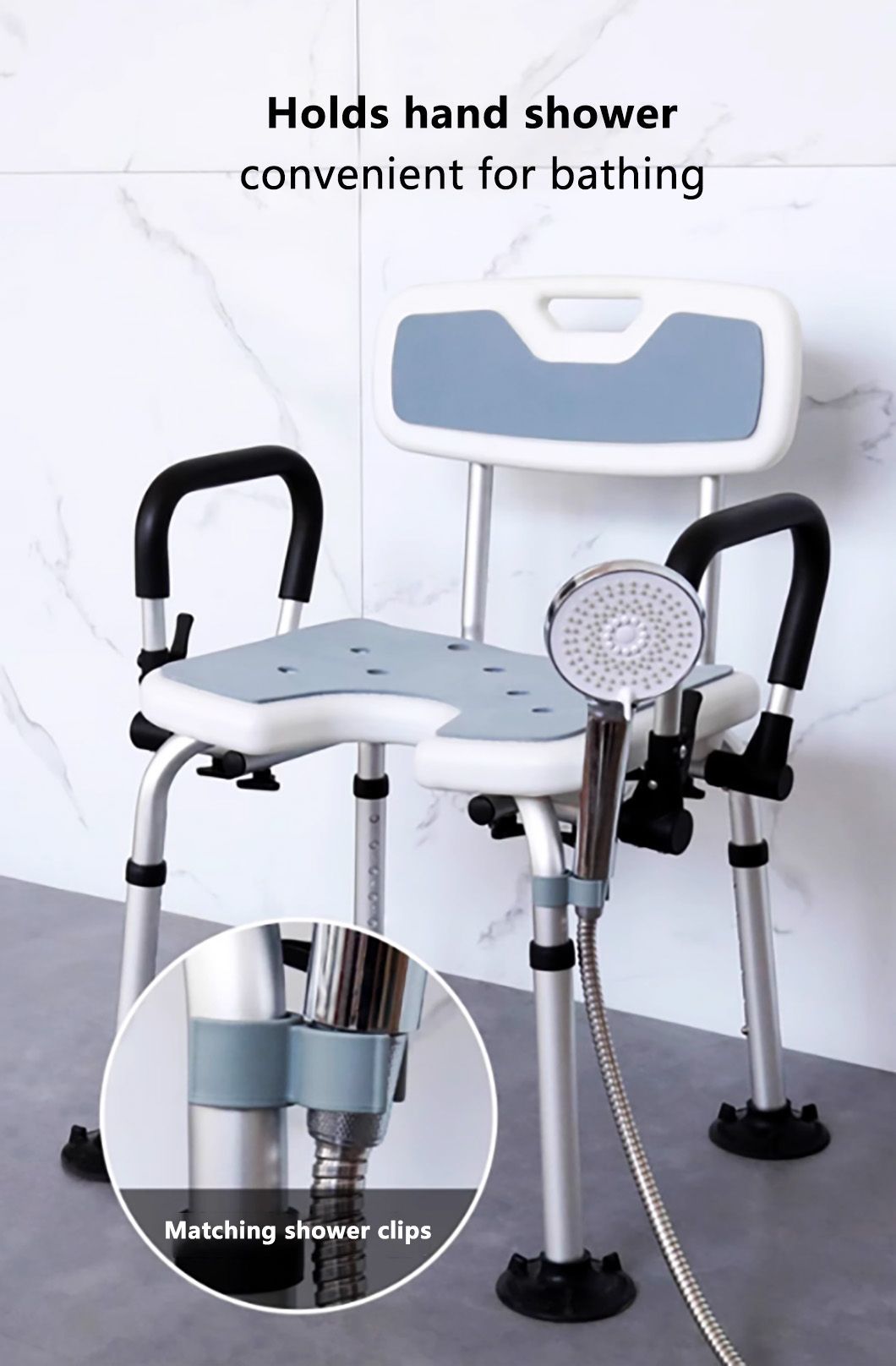 Professional Aluminum Shower Chairs for Disabled Non-Slip Bathtub Shower Chair Seat