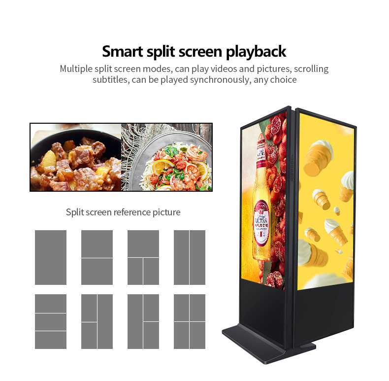 65" Totem Dual Screen Touch Screen Digital Signage Kiosk With Free CMS Software