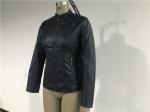 Womens Ink PU Leather Jacket , Female Biker Jackets With Binding Insertion