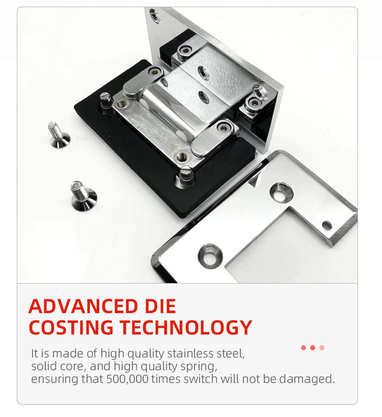 Square Handle Glass Clamp Kit Sturdy Stainless Steel Hinge for Frameless Shower Door
