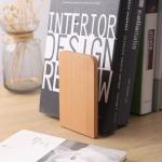 Wood Book Ends for Shelves, Wooden Bookend Support for Books and Movies