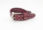 Genuine Womens Studded Leather Belt With Cutout Holes / 4mm Flat Studs