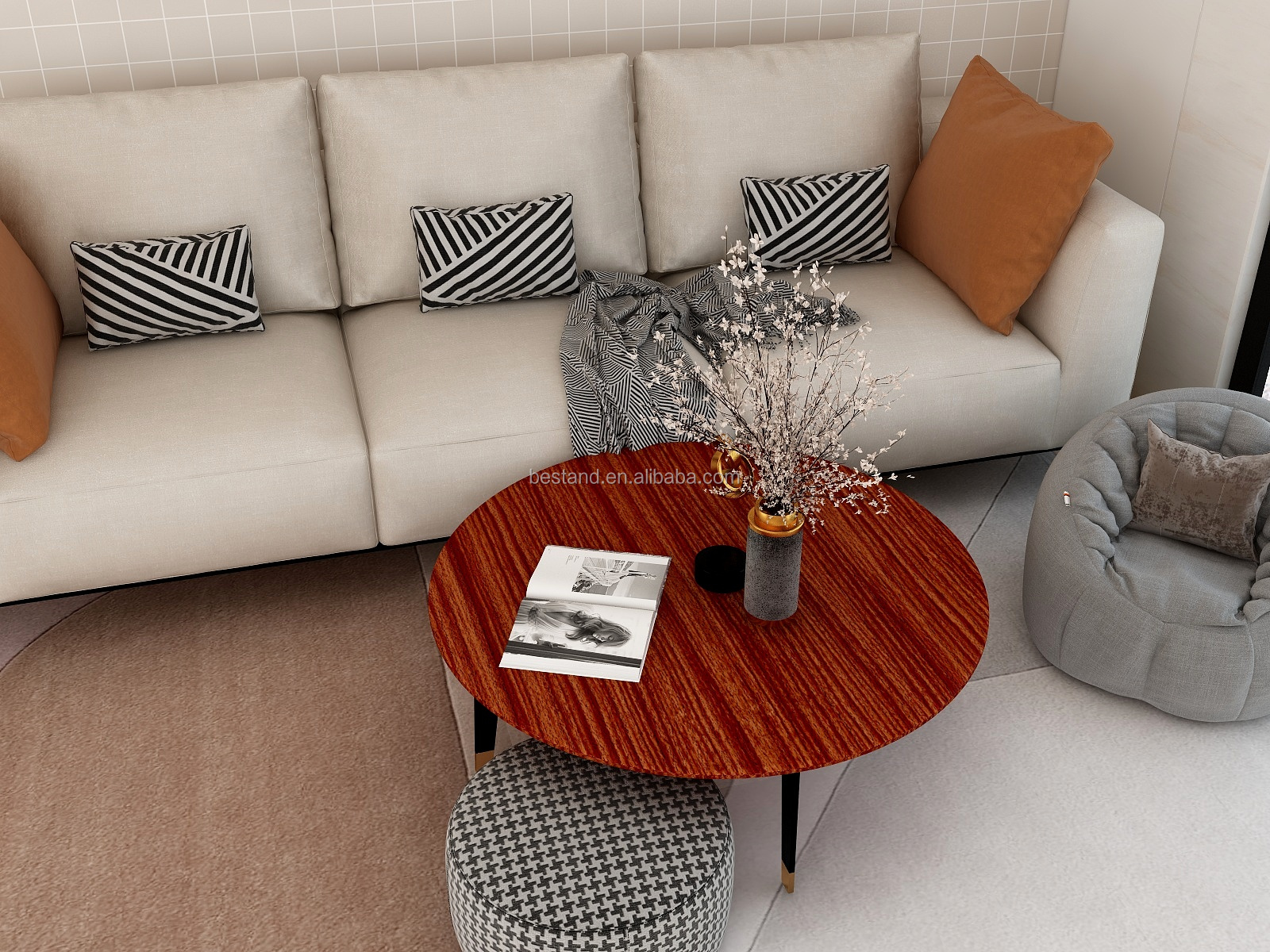 Interior Decoration Self Adhesive Wallpaper with 3D Effect and Wood Grain Design in Stripes Plaid