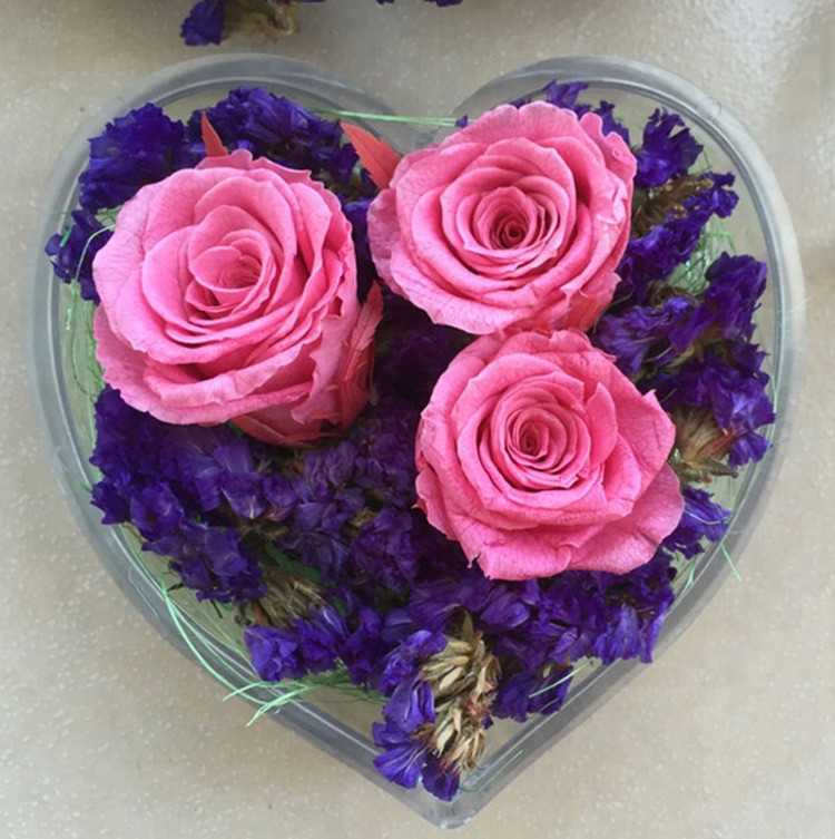Transparent Acrylic Storage Box Flower Container Gift Luxury Packaging Heart Shaped