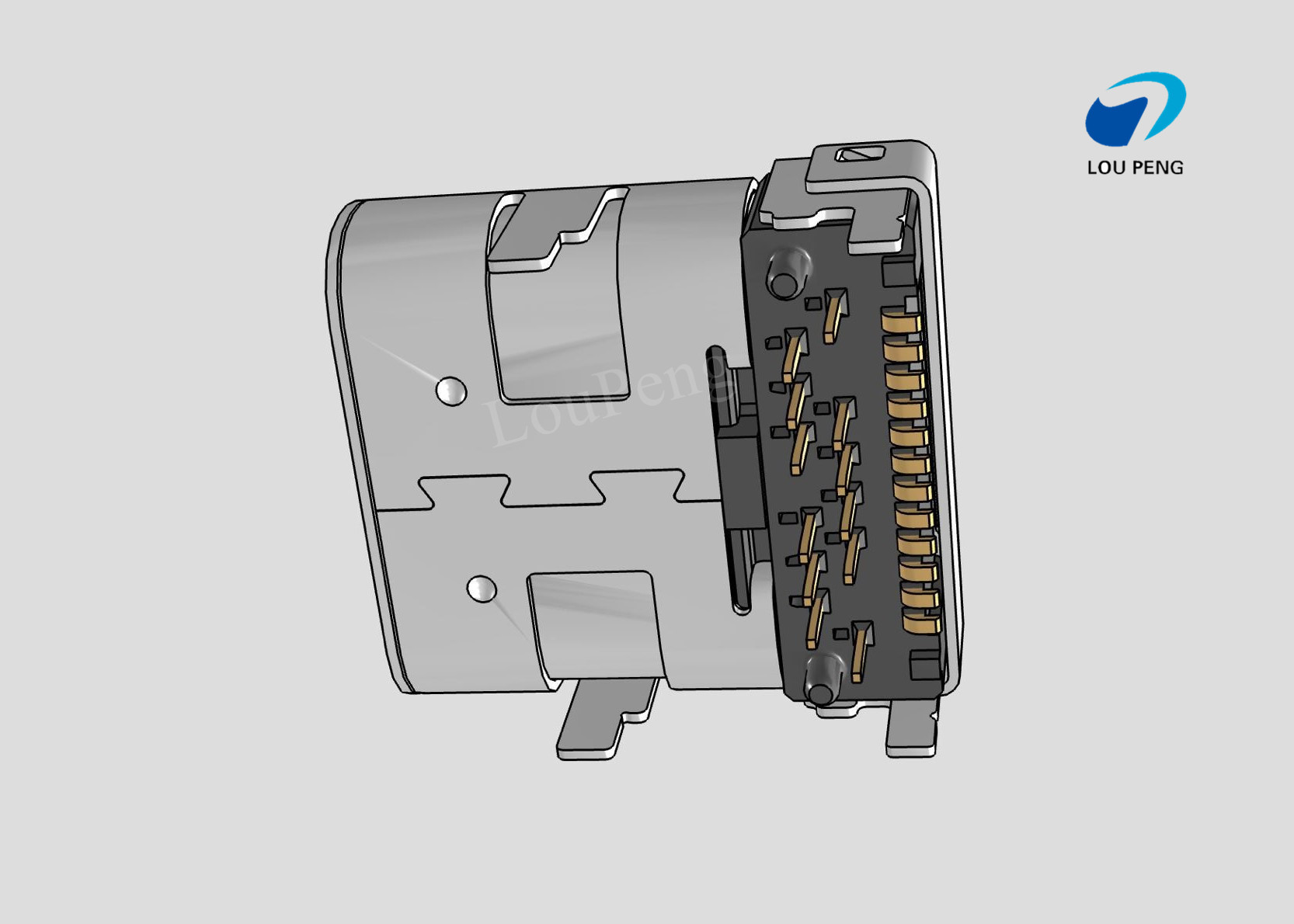 Universal Serial Bus (USB) Shielded I/O Receptacle,type-c connector, Right-Angle, Surface Mount, Gold (Au) Flash over