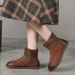 S233 Warm thick velvet frosted leather handmade boots fashion all-match women's