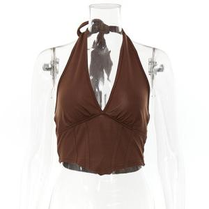 Wholesale OEM maufactory European cross -border new women's European and American sexy vest hanging neck tie v -neck from china suppliers