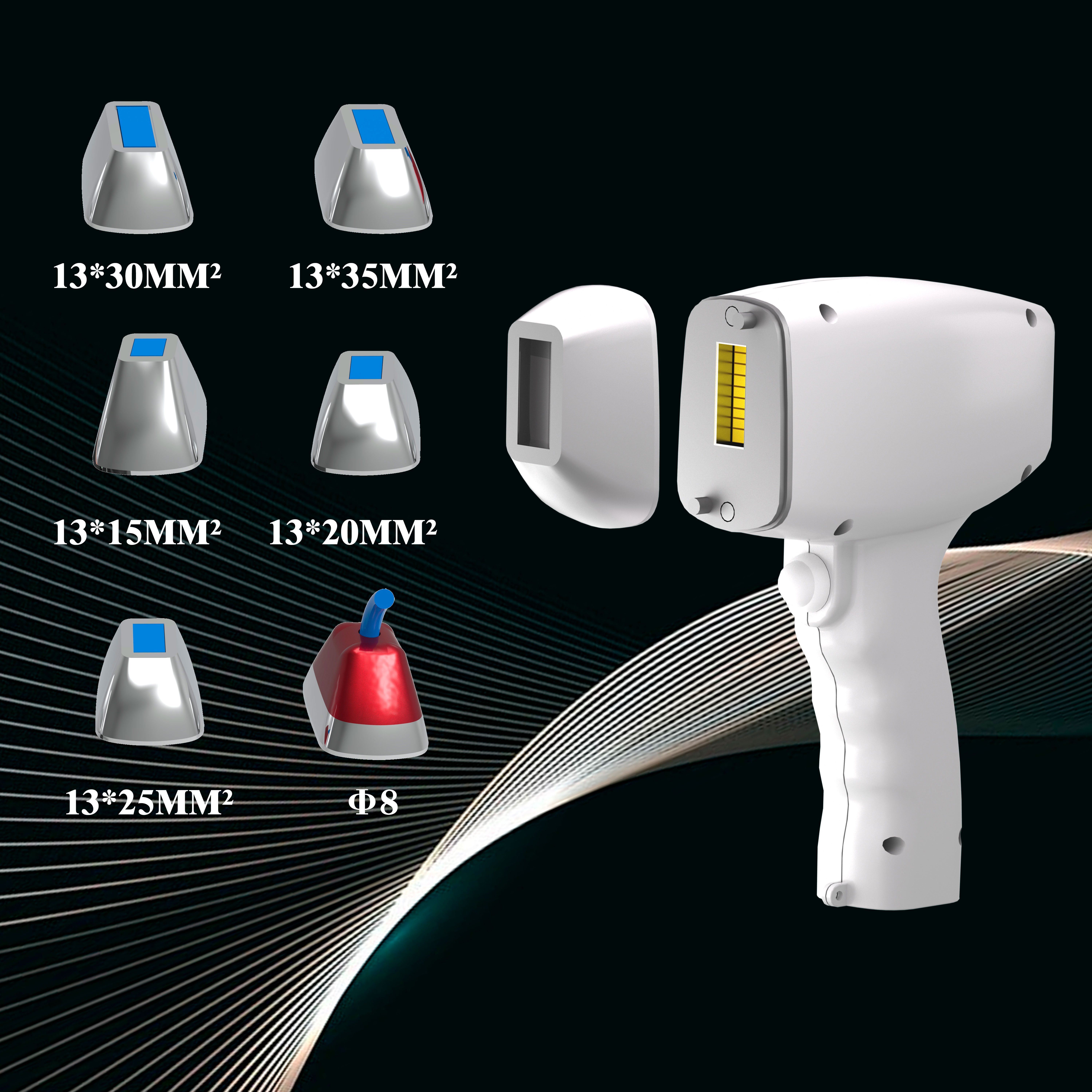 1800W KM High Power Handle With 6 Exchangeable Spot Size For Permanent Hair Removal