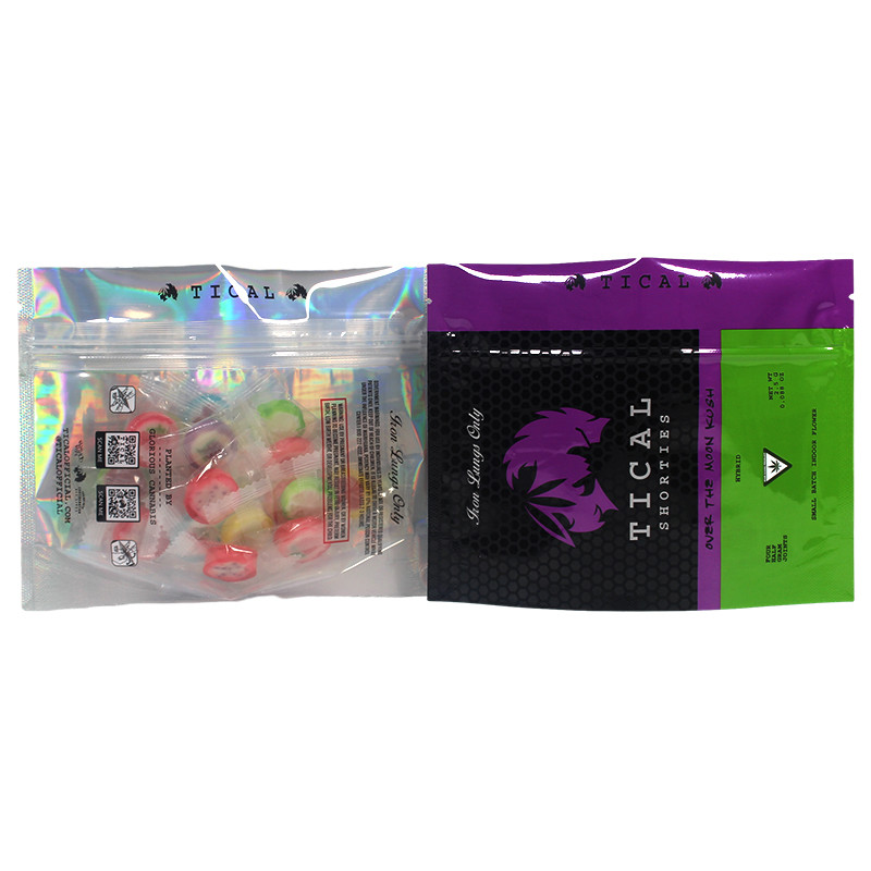 Heat Seal Resealable Mylar Bag, Custom Zipper Holographic Stand Up Pouch