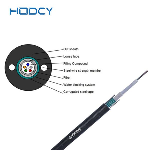 Armored Aerial Outdoor Fiber Optic Cable Double Parallel FRP / Steel Wire GYTXW