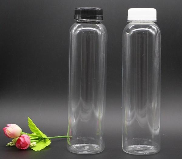 Quality Clear Round 400ml PET empty water juice beverage bottles with screw cap for sale