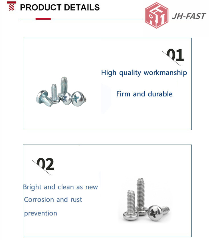 Zinc Plated DIN7500 Pan Head Cross Recessed Triangular Tooth Lock Screws Standard