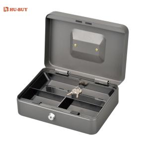 Wholesale Wear Resistant Metal Cash Box With Lock Coin Storage Money Safe 3 Compartments from china suppliers